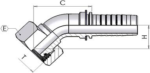 6 O/D ‘L’ Female Swept 45 x 1/4" Hose