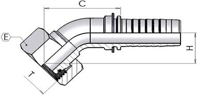 6 O/D 'L' Female Swept 45 x 1/4" Hose