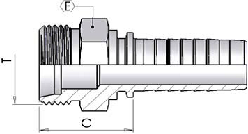 6 O/D 'S' Male Straight x 1/4" Hose