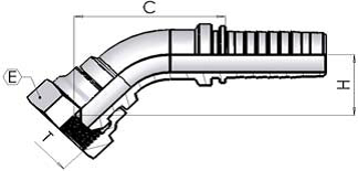 1/4" BSP Female Swept 45 x 1/4" Hose