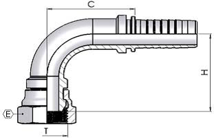 1/8" BSP Female Swept 90 x 1/4" Hose