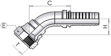 7/16" JIC Female Swept 45 x 1/4" Hose