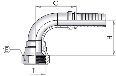 7/16" JIC Female Swept 90 x 1/4" Hose