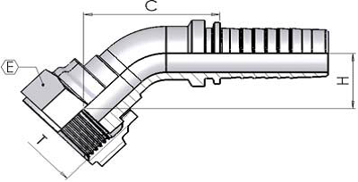 9/16" ORFS Female Swept 45 x 1/4" Hose