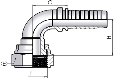 9/16" ORFS Female Swept 90 x 1/4" Hose